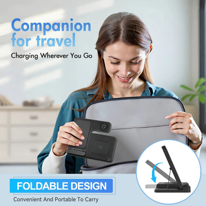 Wireless Charger,Magnetic Charging Stand Compatible with Iphone 17 16 15 14 13 12 11 Pro Max plus XS XR X 8,Charger for Apple Watch 9 8 7 6 5 4 3 2 SE, for Airpods 3 2 Pro,3 in 1 Charging Station